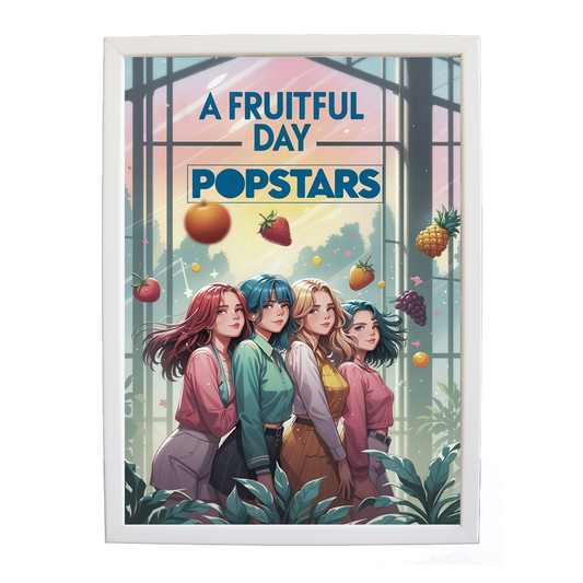 Popstars – Minimalist Music Poster – wall art print – A Fruitful Day – punchy electronic pop, four piece girl band – Music Stag