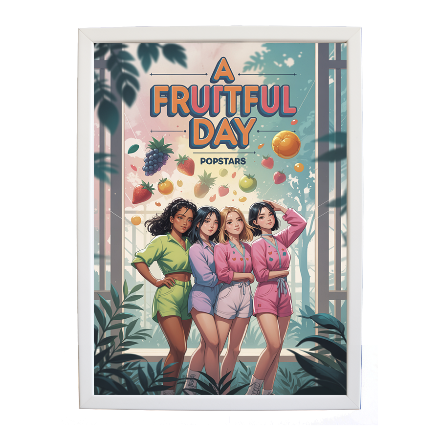 Popstars – Vintage Music Poster – wall art print – A Fruitful Day – punchy electronic pop, four piece girl band – Music Stag