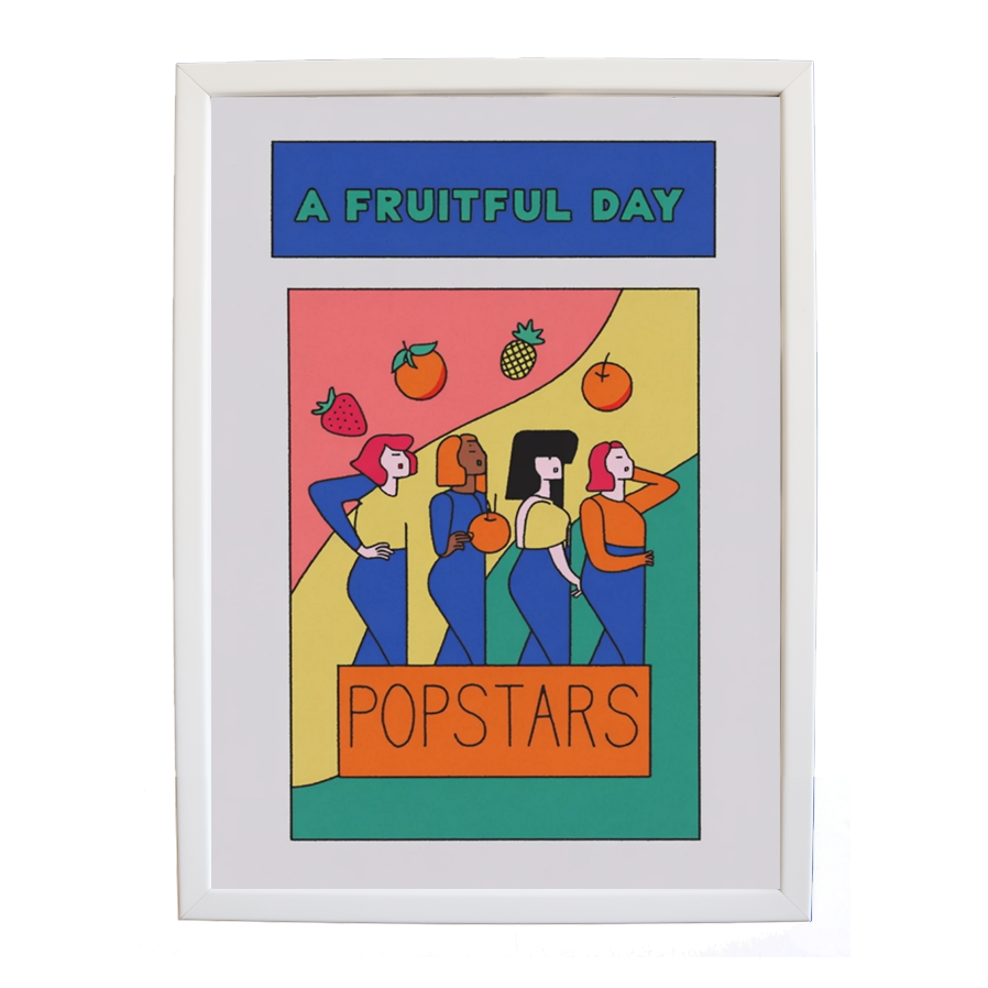 Popstars – Album Art Print – wall art print – A Fruitful Day – punchy electronic pop, four piece girl band – Music Stag