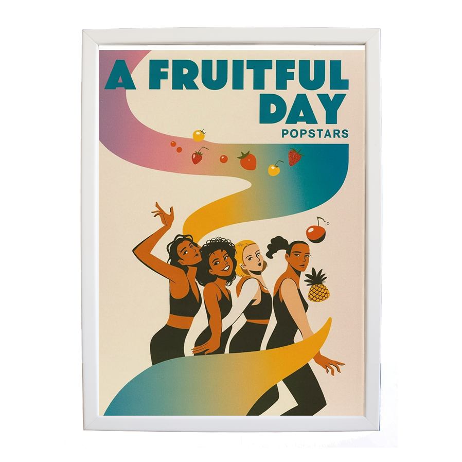 Popstars – Music Album Poster – wall art print – A Fruitful Day – punchy electronic pop, four piece girl band – Music Stag