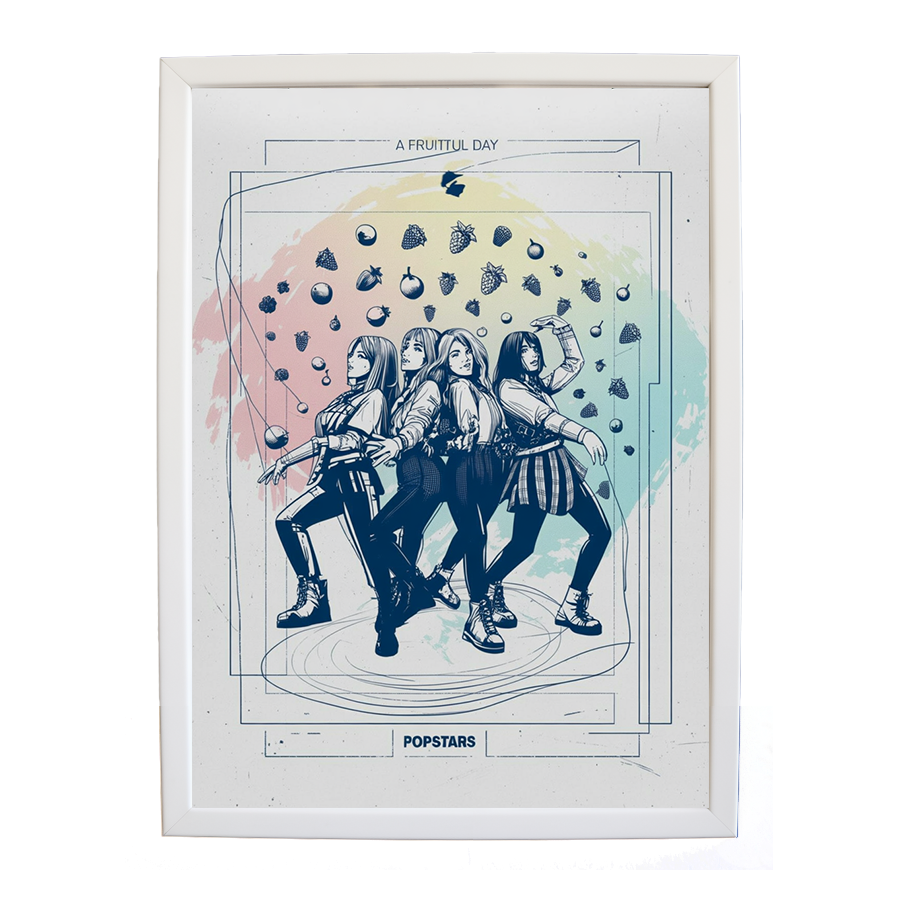 Popstars – Emotive Music Art – wall art print – A Fruitful Day – punchy electronic pop, four piece girl band – Music Stag