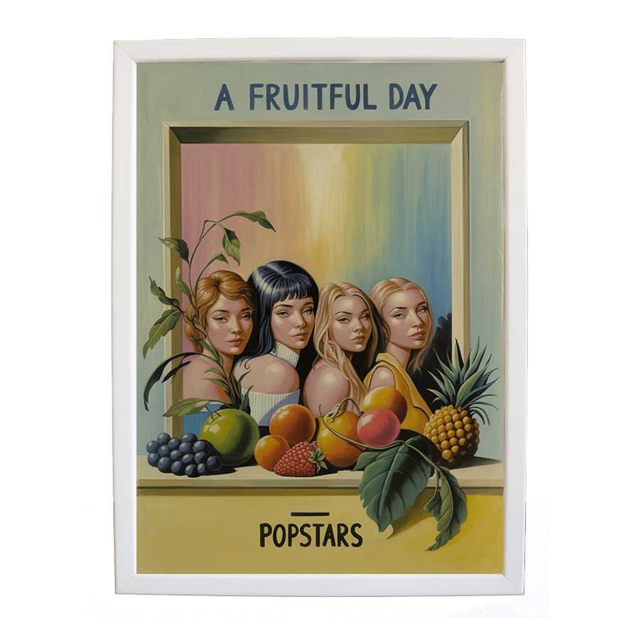 Popstars – Music Culture Poster – wall art print – A Fruitful Day – punchy electronic pop, four piece girl band – Music Stag