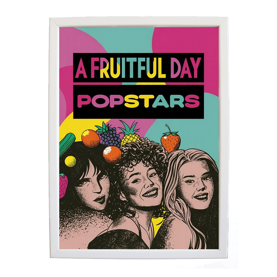 Popstars – Minimalist Music Poster – wall art print – A Fruitful Day – punchy electronic pop, four piece girl band – Music Stag