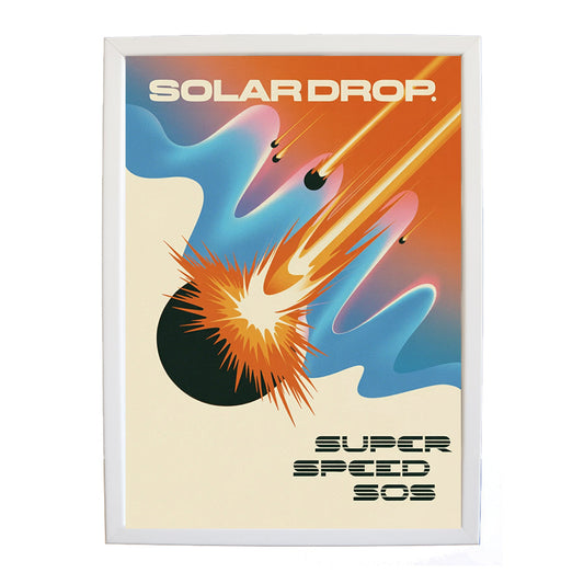 SUPER SPEED SOS – Creative Music Art Poster – wall art print – Solar Drop – EDM, with four-on-the-floor kicks, crisp hi-hats, pulsating synth bass and euphoric vocals – Music Stag