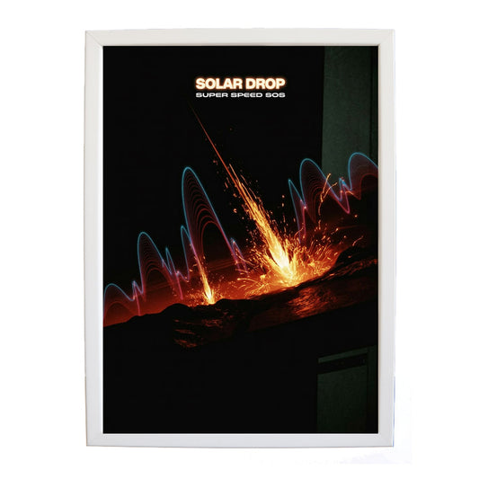 SUPER SPEED SOS – Artistic Music Wall Decor – wall art print – Solar Drop – EDM, with four-on-the-floor kicks, crisp hi-hats, pulsating synth bass and euphoric vocals – Music Stag
