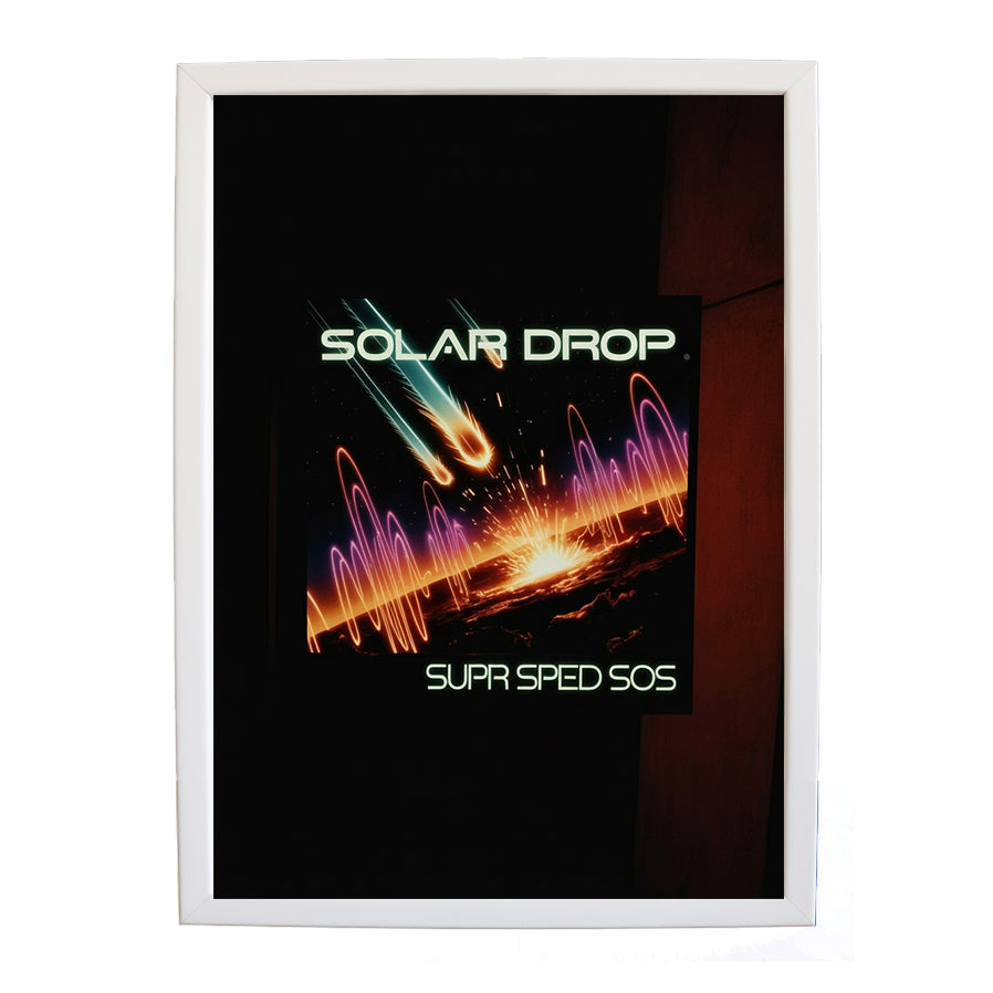 SUPER SPEED SOS – Music Photography Poster – wall art print – Solar Drop – EDM, with four-on-the-floor kicks, crisp hi-hats, pulsating synth bass and euphoric vocals – Music Stag