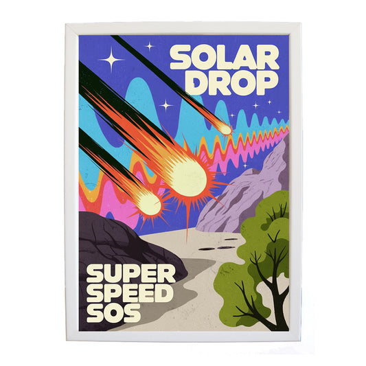 SUPER SPEED SOS – Art Music Print – wall art print – Solar Drop – EDM, with four-on-the-floor kicks, crisp hi-hats, pulsating synth bass and euphoric vocals – Music Stag