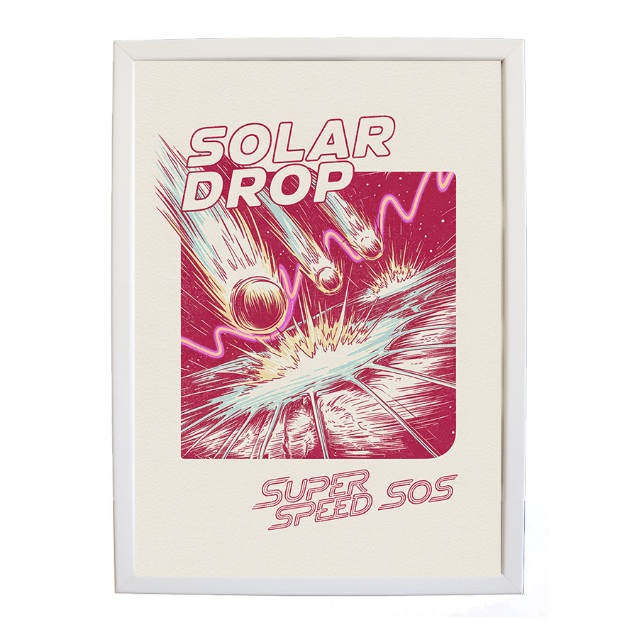 SUPER SPEED SOS – Creative Music Art Poster – wall art print – Solar Drop – EDM, with four-on-the-floor kicks, crisp hi-hats, pulsating synth bass and euphoric vocals – Music Stag