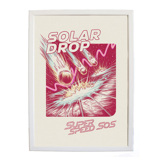 SUPER SPEED SOS – Creative Music Art Poster – wall art print – Solar Drop – EDM, with four-on-the-floor kicks, crisp hi-hats, pulsating synth bass and euphoric vocals – Music Stag