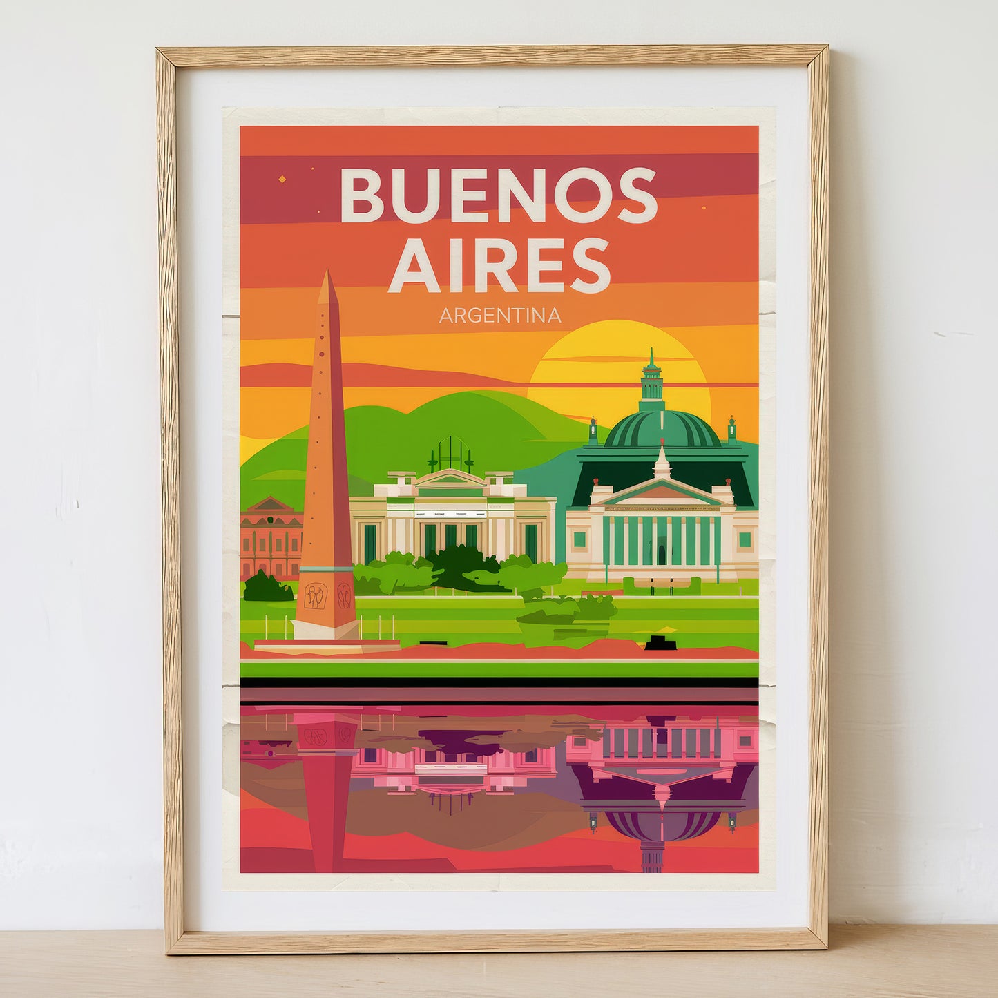 Buenos Aires - Sunrise Drawing Travel Poster Print