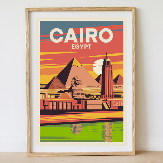 Cairo - Sunrise Drawing Travel Poster Print (Copy)