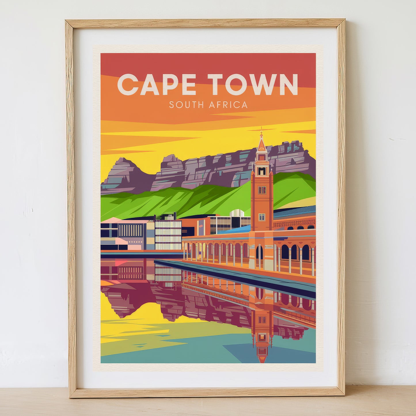 Cape Town - Sunrise Drawing Travel Poster Print