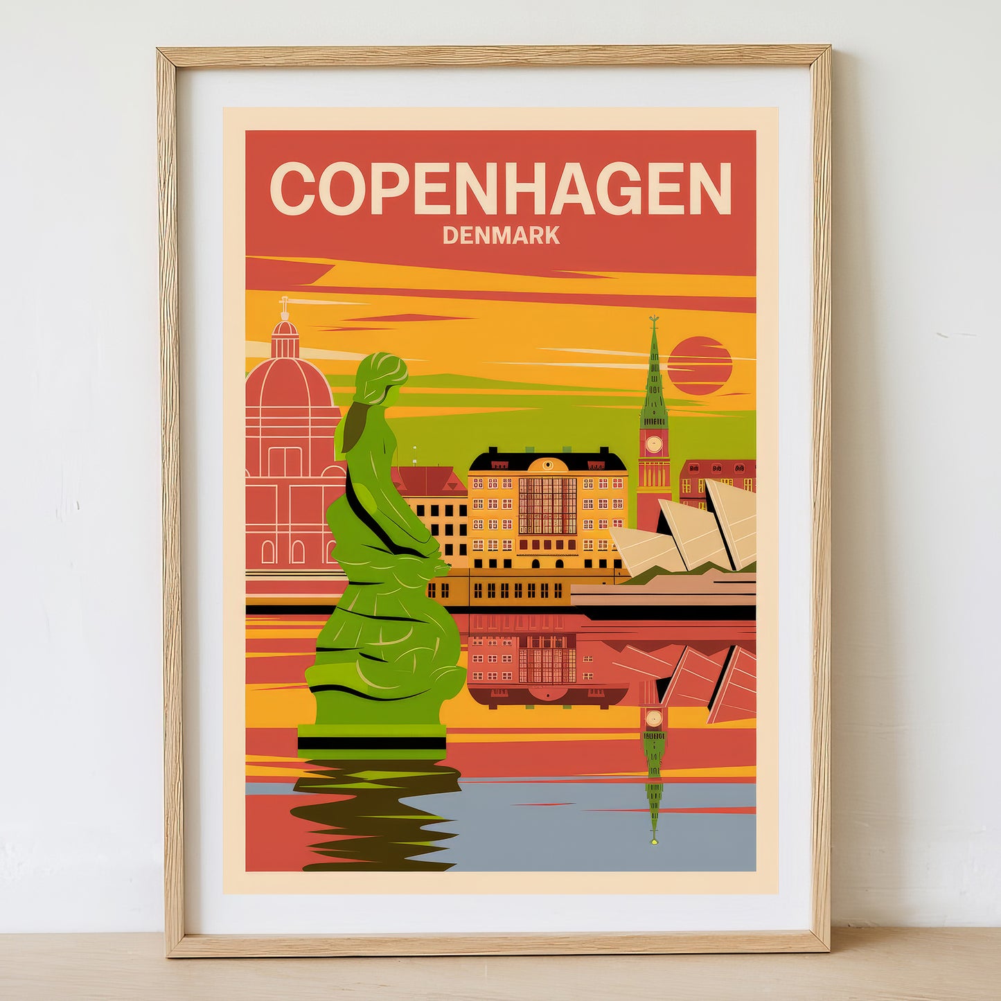 Copenhagen - Sunrise Drawing Travel Poster Print