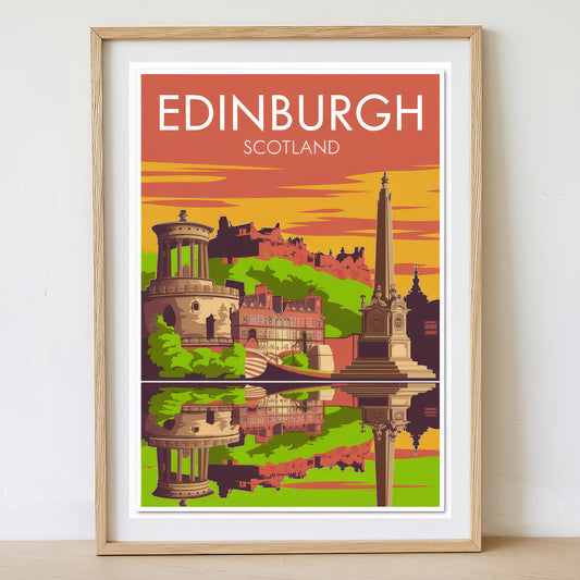 Edinburgh - Sunrise Drawing Travel Poster Print