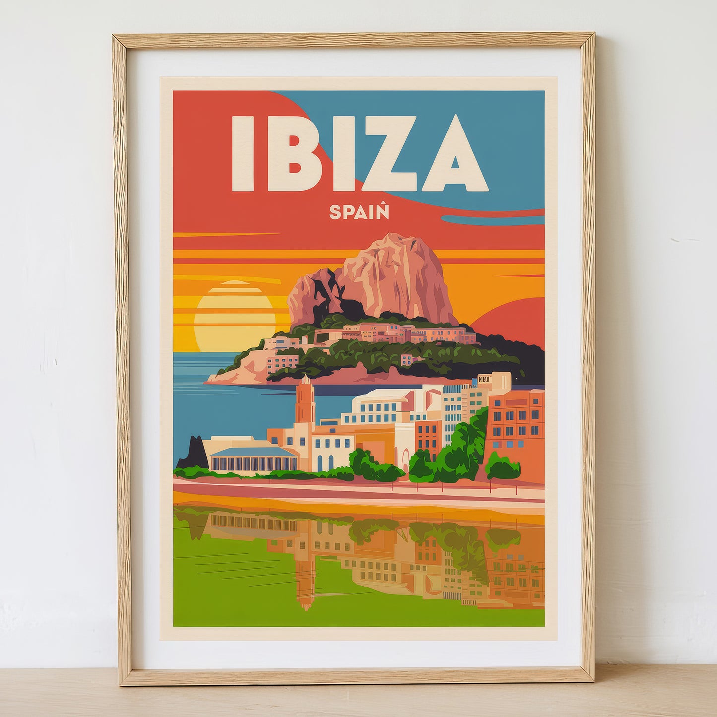 Ibiza - Sunrise Drawing Travel Poster Print