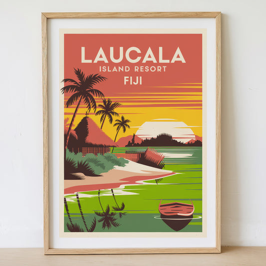 Laucala Island resort - Sunrise Drawing Travel Poster Print