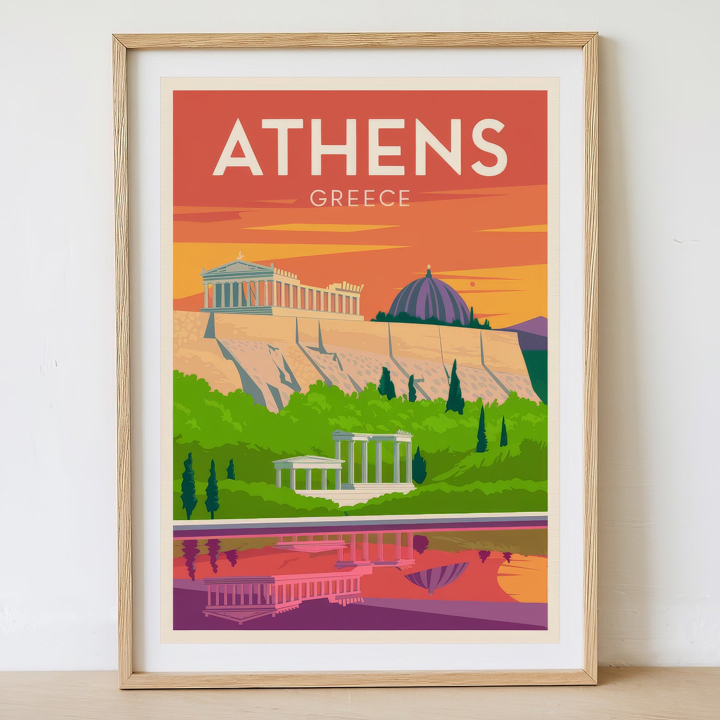 Athens - Sunrise Drawing Travel Poster Print (Copy)