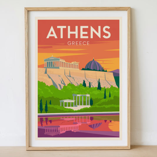 Athens - Sunrise Drawing Travel Poster Print (Copy)