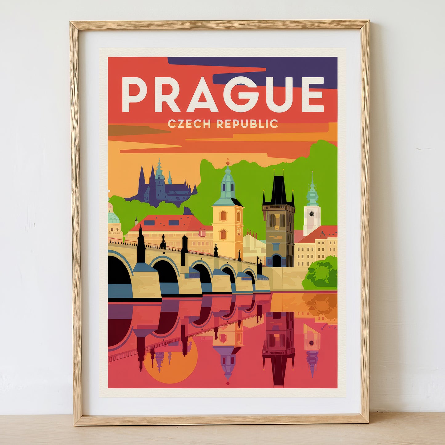 Prague - Sunrise Drawing Travel Poster Print