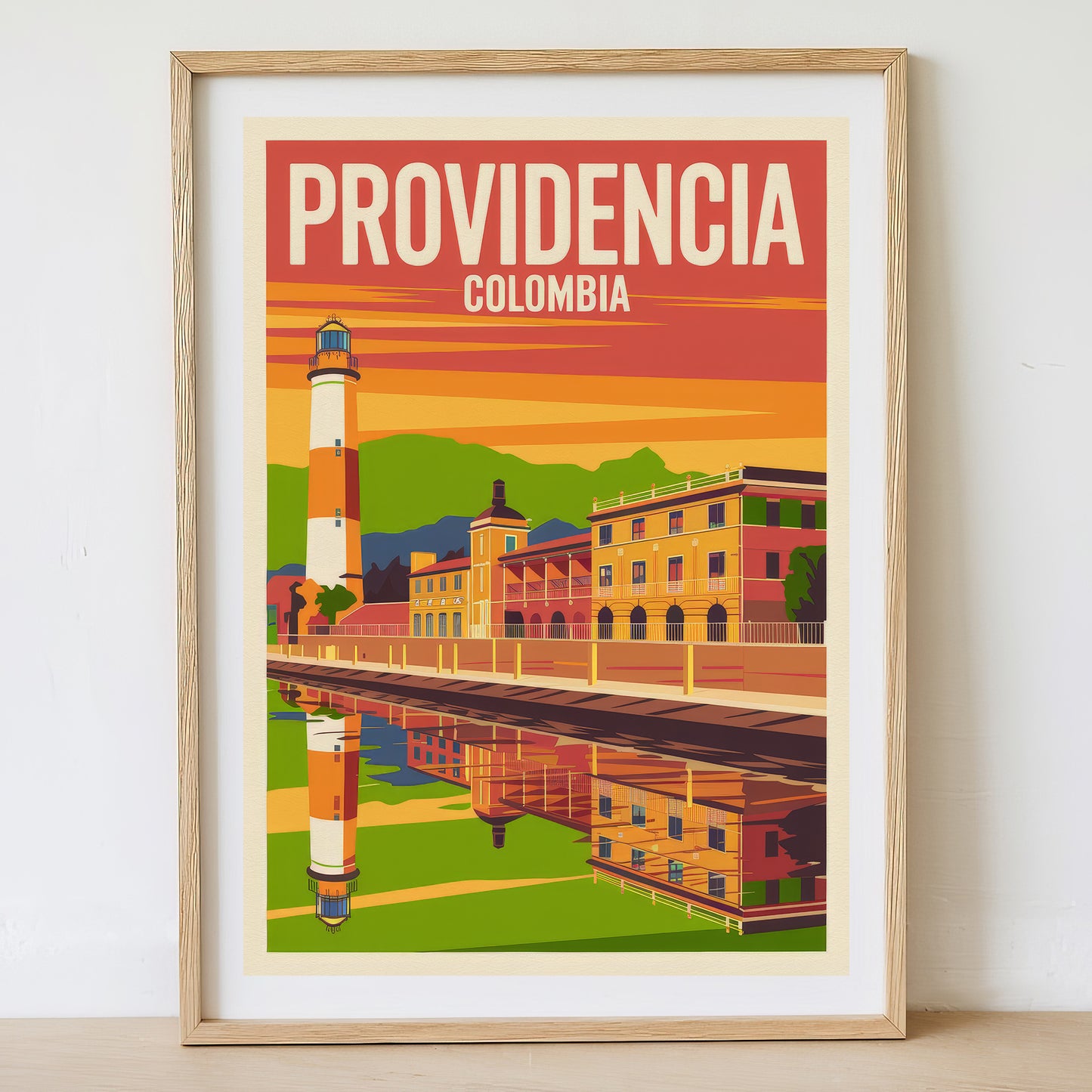 Providencia - Sunrise Drawing Travel Poster Print