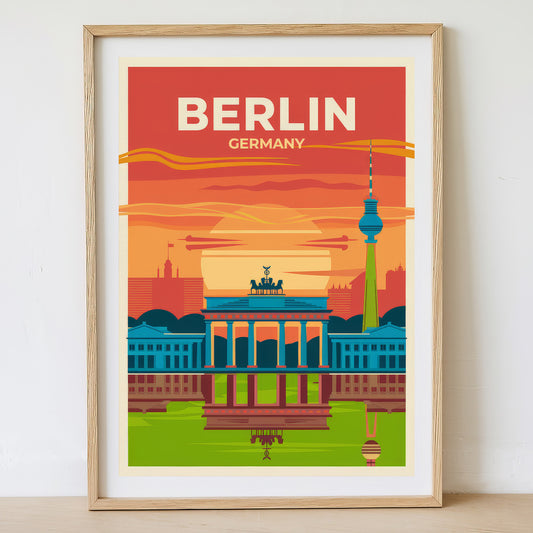 Berlin - Sunrise Drawing Travel Poster Print