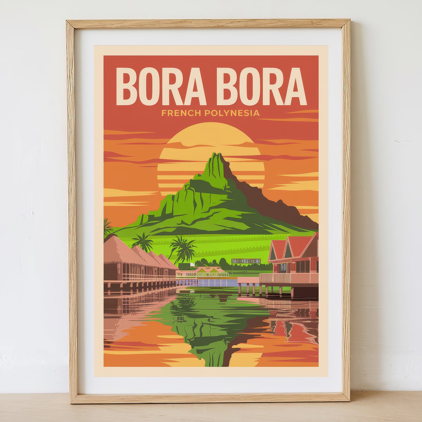 Bora Bora - Sunrise Drawing Travel Poster Print