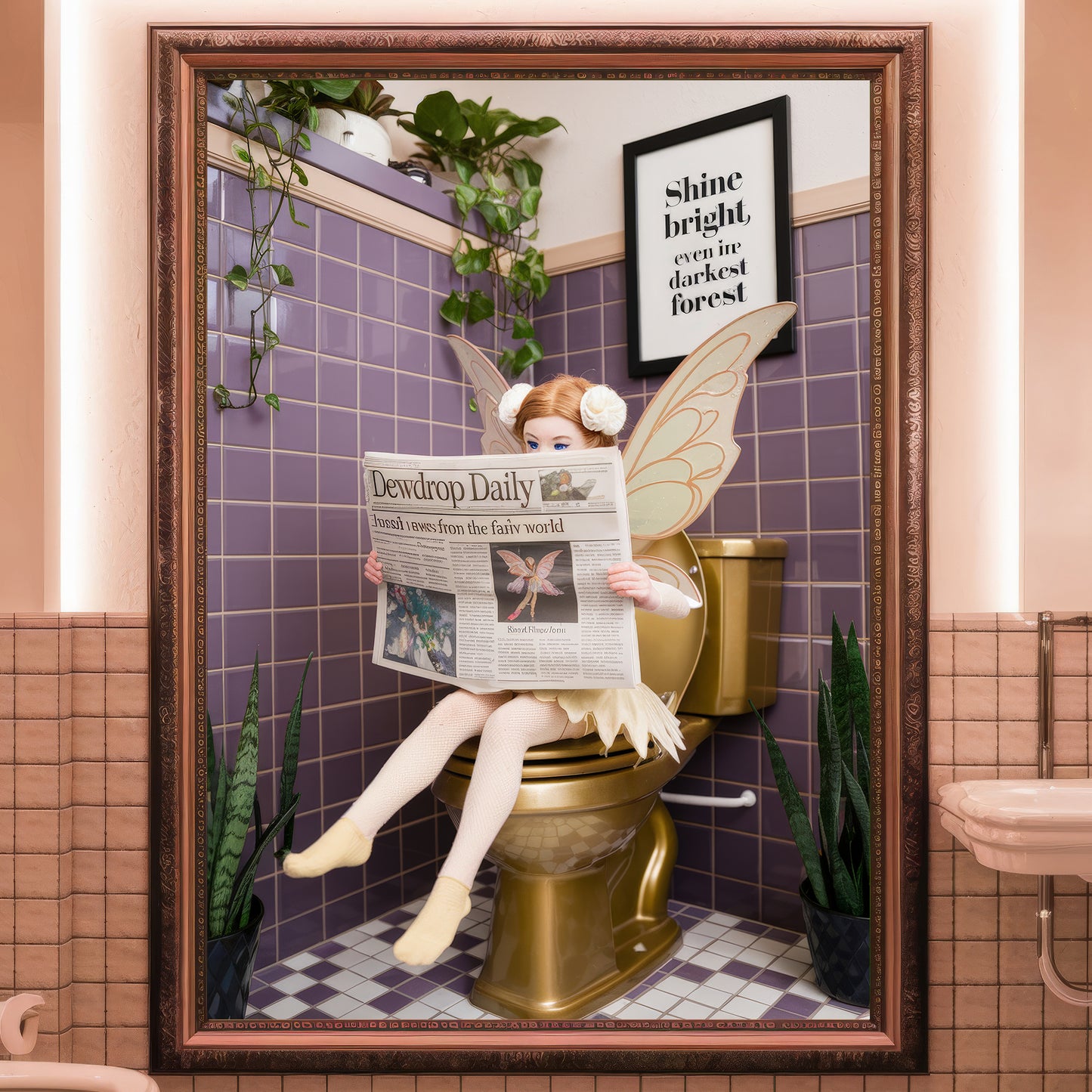 🌟 The Gold Throne Fairy – Bathroom Critter Print 🌟