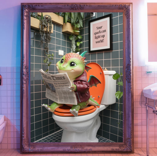 Green Dragon Bathroom Artwork - Stylish & Playful