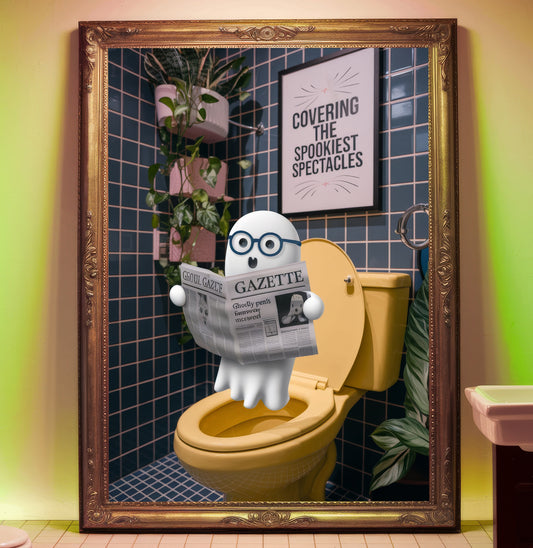 "The Spectral Scholar" - Bathroom Ghost Decor