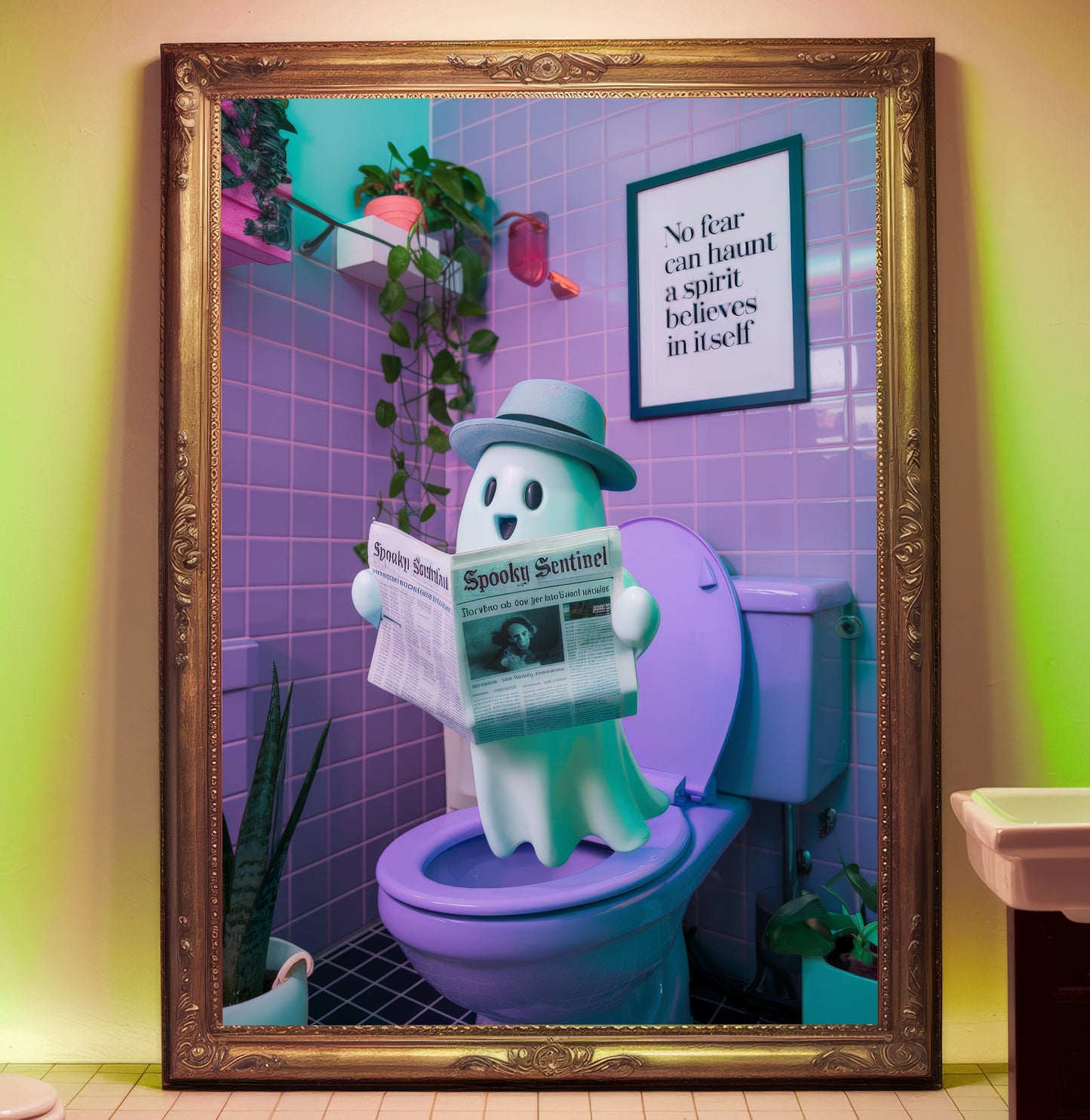 "The Dapper Haunter" - Spooky Cute Bathroom Ghost Decor