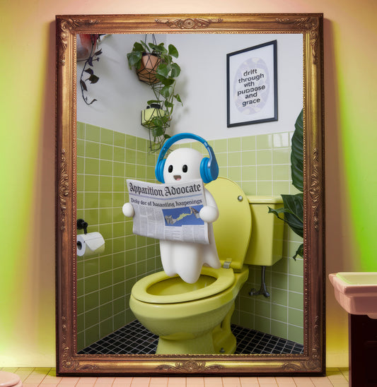 "The Boo-tiful Listener" - Cute Ghost Bathroom Wall Art