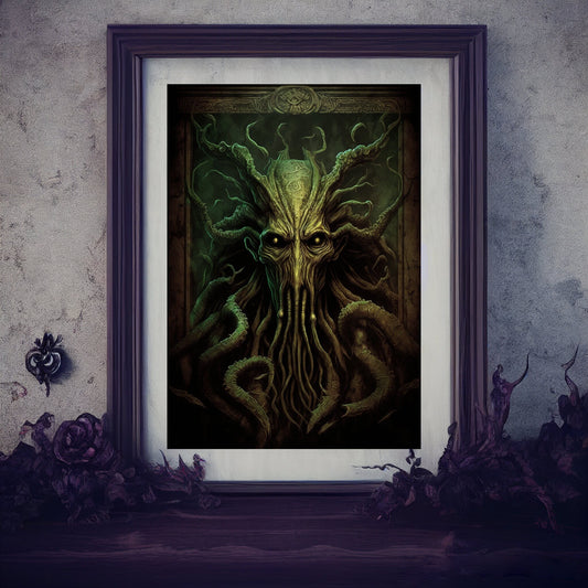 Sea Creature Art Print, Demonic Sea Creature Art Print Poster Renaissance Style, Lovecraft Inspired. Demon Poster, Gothic, Occult Painting