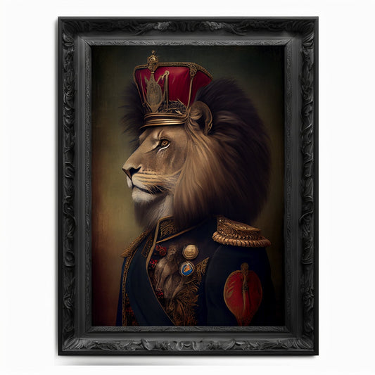 Lion Wall Art Print,  Animal Lover Vintage Regal Lion Art Print Poster Renaissance. Victorian Lion Portrait, Royal Painting Home Pet Gift