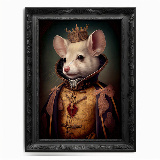 Mouse Wall Art Print, Mouse Animal Lover Vintage Regal Art Poster Renaissance. Victorian Mouse Portrait, Royal Painting Rodent Pet Gift