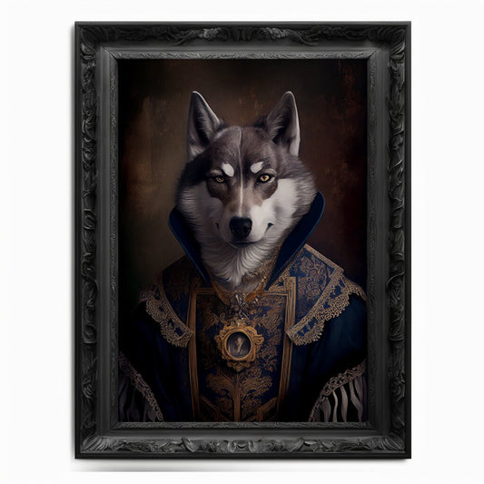 Wolf Wall Art Print Dog Animal Lover Vintage Regal Art Poster Renaissance. Victorian Wolf Portrait Royal Painting Wolf Pack Cub Pup Pet Gift - Wall Art Poster Print