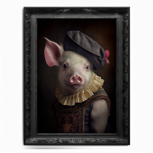 Piglet Wall Art Print Hog Animal Lover Vintage Regal Pig Art Poster Renaissance. Victorian Piglet Portrait Royal Painting Swine Pig Pet Gift
