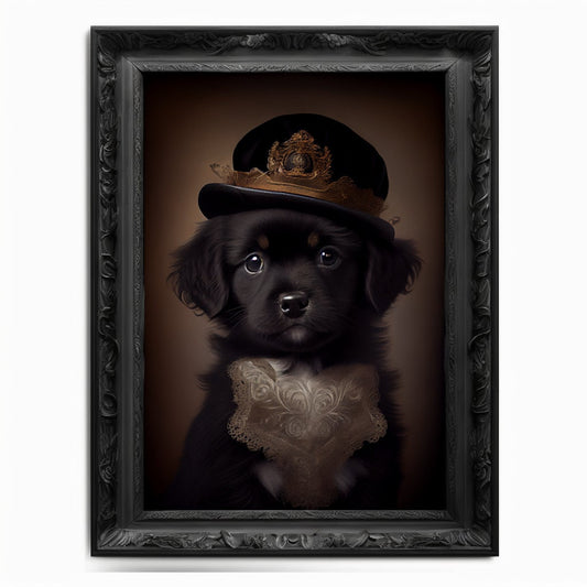 Puppy Wall Art Print,  Animal Lover Vintage Regal Dog Art Print Poster Renaissance. Victorian Puppy Portrait, Royal Painting Home Pet Gift - Wall Art Poster Print