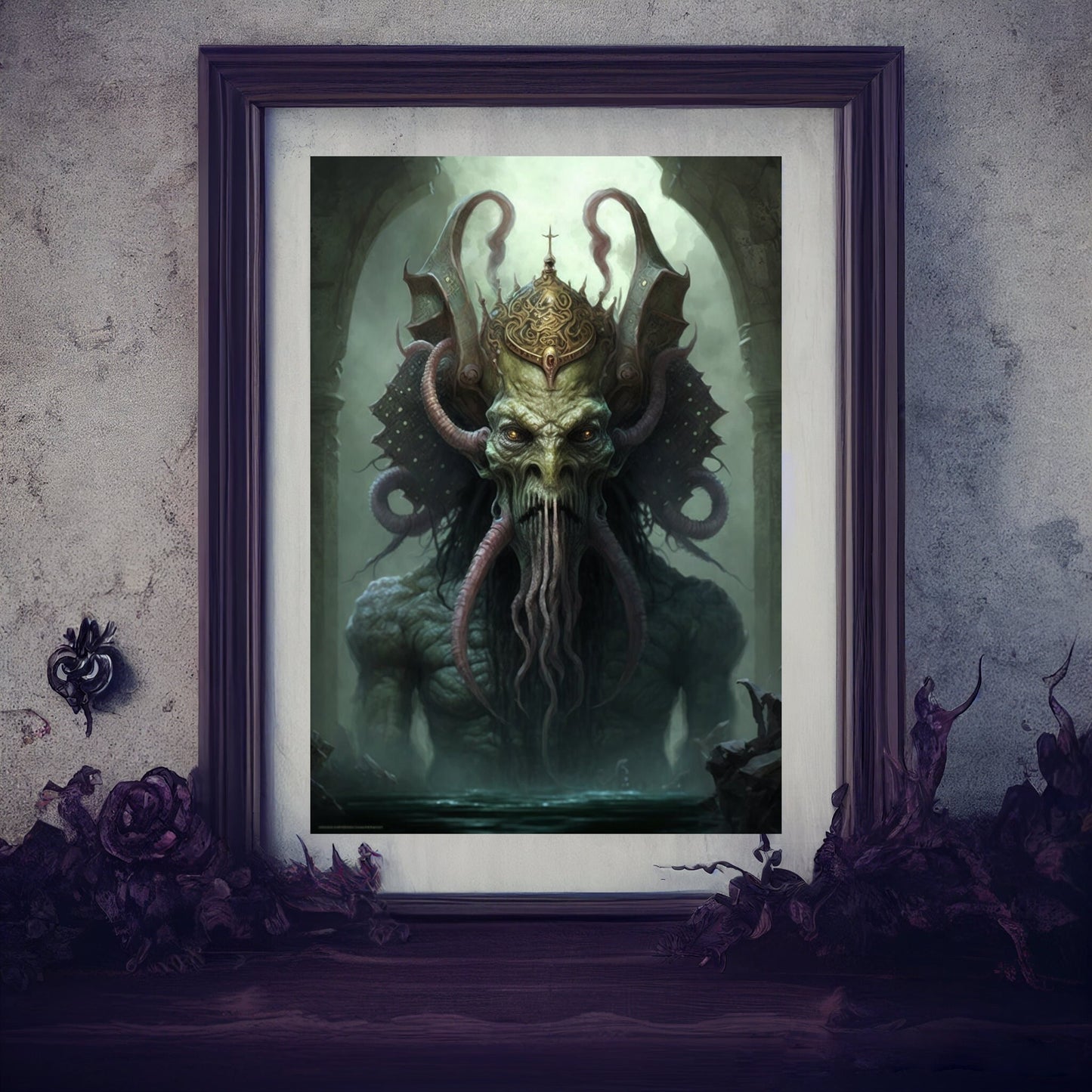 Sea Creature Art Print Wall Art Demonic Sea Creature Art Print Poster Demon Poster Gothic Home Decor Occult Painting Boho Wall Art