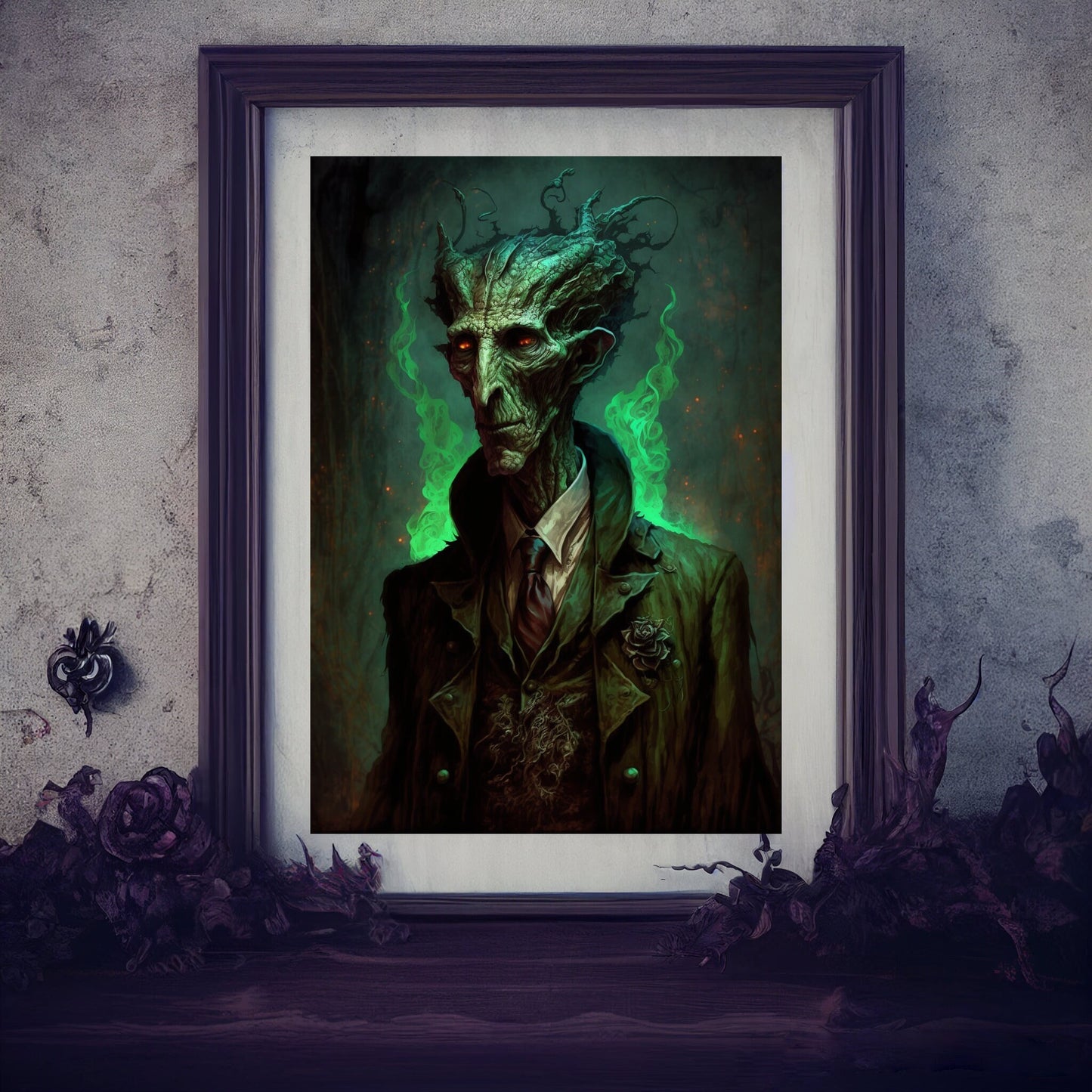 Sea Creature Art Print, Demonic Sea Creature Art Print Poster Renaissance Style, Lovecraft Inspired. Demon Poster, Gothic, Occult Painting