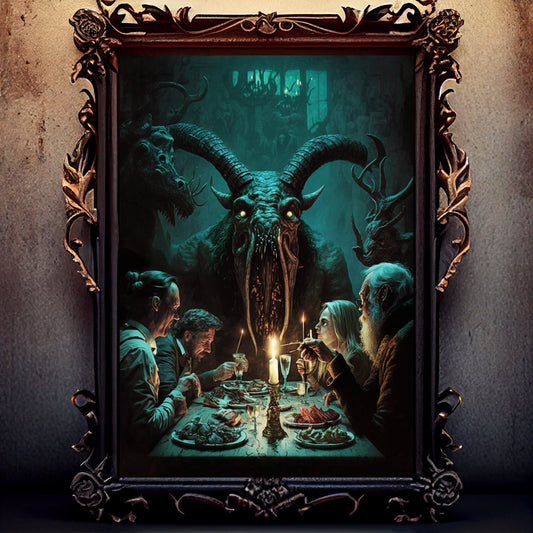 Sea Creature Art Print, Banquet From Hell Sea Creature Print Poster Renaissance, Lovecraft Inspired. Demon Poster, Gothic, Occult Painting