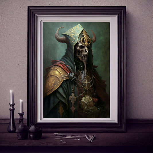 Knights Templar Art Print, Demonic Samurai Art Print Poster Renaissance, Lovecraft. Demon Knights Templar Poster, Gothic, Occult painting