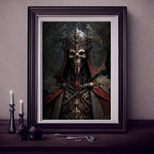 Knights Templar Art Print, Demonic Samurai Art Print Poster Renaissance, Lovecraft. Demon Knights Templar Poster, Gothic, Occult painting
