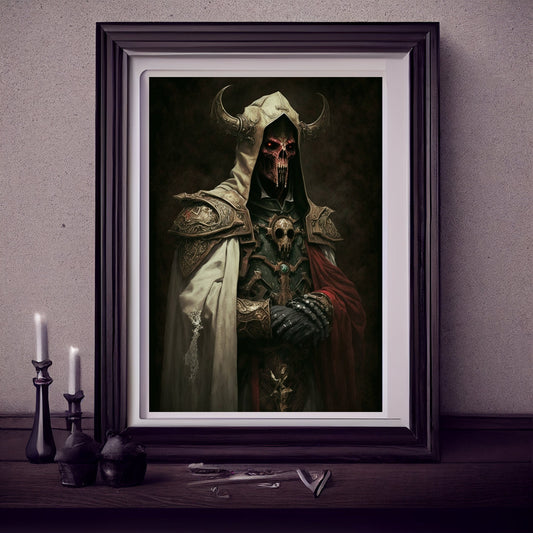 Knights Templar Art Print, Demonic Samurai Art Print Poster Renaissance, Lovecraft. Demon Knights Templar Poster, Gothic, Occult painting