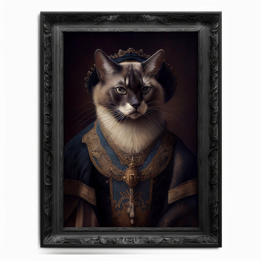 Cat Wall Art Print,  Animal Lover Vintage Regal Cat Art Print Poster Renaissance. Victorian Cat Portrait, Royal Painting Home Decor Pet Gift - Wall Art Poster Print