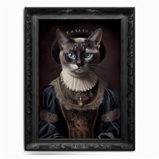Cat Wall Art Print,  Animal Lover Vintage Regal Cat Art Print Poster Renaissance. Victorian Cat Portrait, Royal Painting Home Decor Pet Gift - Wall Art Poster Print