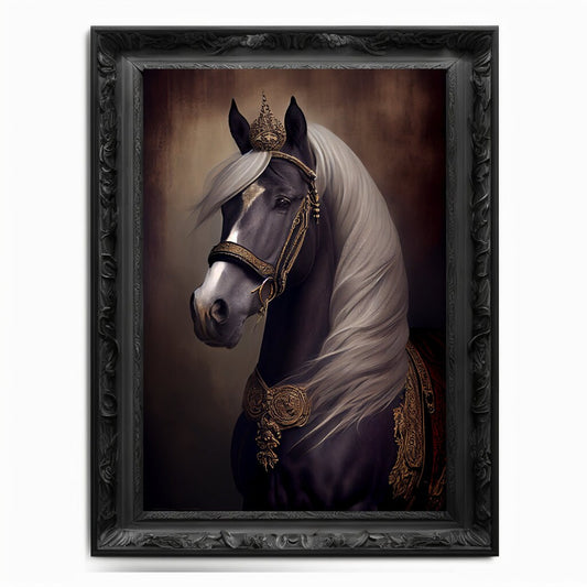 Horse Wall Art Print,  Animal Lover Vintage Regal Horse Art Print Poster Renaissance. Victorian Horse Portrait, Royal Painting Home Pet Gift - Wall Art Poster Print