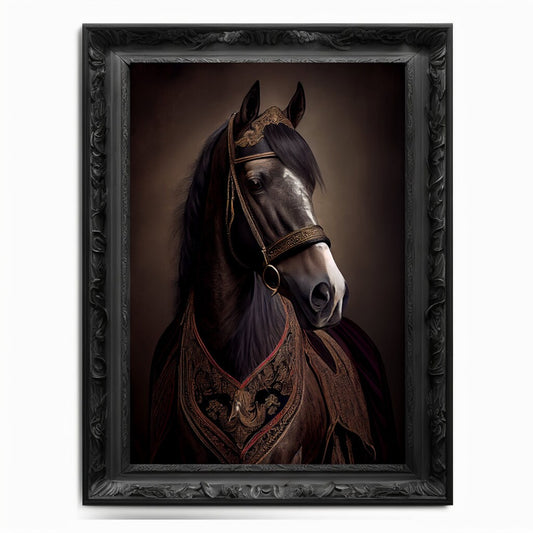 Horse Wall Art Print,  Animal Lover Vintage Regal Horse Art Print Poster Renaissance. Victorian Horse Portrait, Royal Painting Home Pet Gift - Wall Art Poster Print