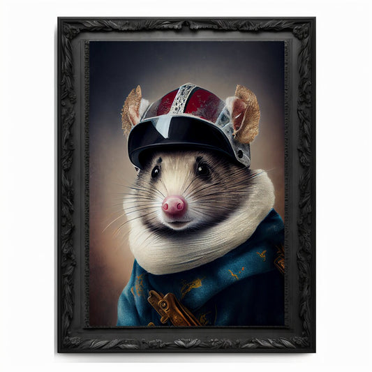 Skiing Mouse Wall Art Print Mouse Animal Lover Vintage Regal Art Poster Renaissance. Victorian Mouse Portrait Royal Painting Skiing Pet Gift