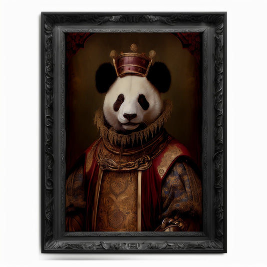Panda Wall Art Print, Bear Animal Lover Vintage Regal Art Poster Renaissance. Victorian Chinese Panda Portrait, Royal Painting Bear Pet Gift