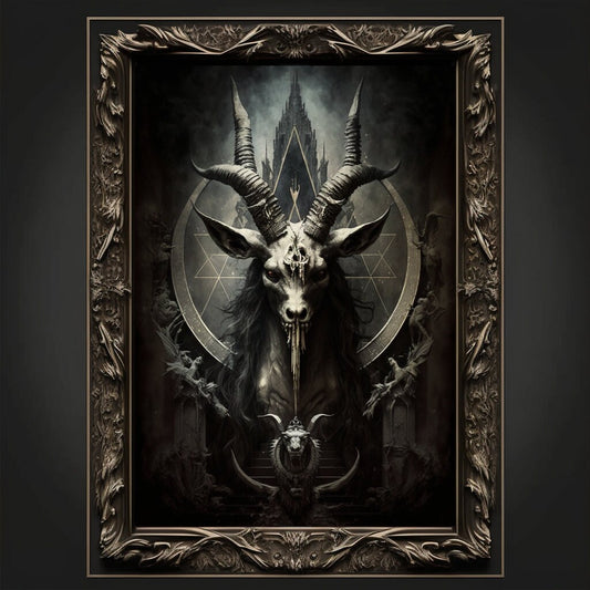 Baphomet Art Print Devil Art Satan Print Lucifer Poster Renaissance Lovecraft. Demon Poster Gothic Artwork Occult Painting Antichrist Print.
